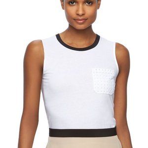 Women's REED Eyelet-Pocket Tank, Color White Combo - Size: XL